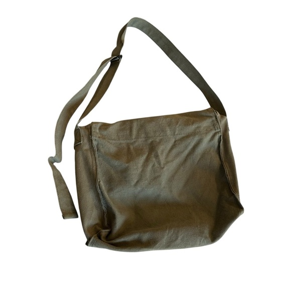 Military Green Canvas Crossbody Messenger Bag - Picture 2 of 3